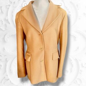 Vtg Barneys New York Cashmere and Camel Wool Blazer Made in Italy Size 46